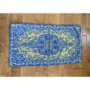 Vintage Fieldcrest Bath Towel Blue Chartreuse Medallion Made in USA 24x43 MCM